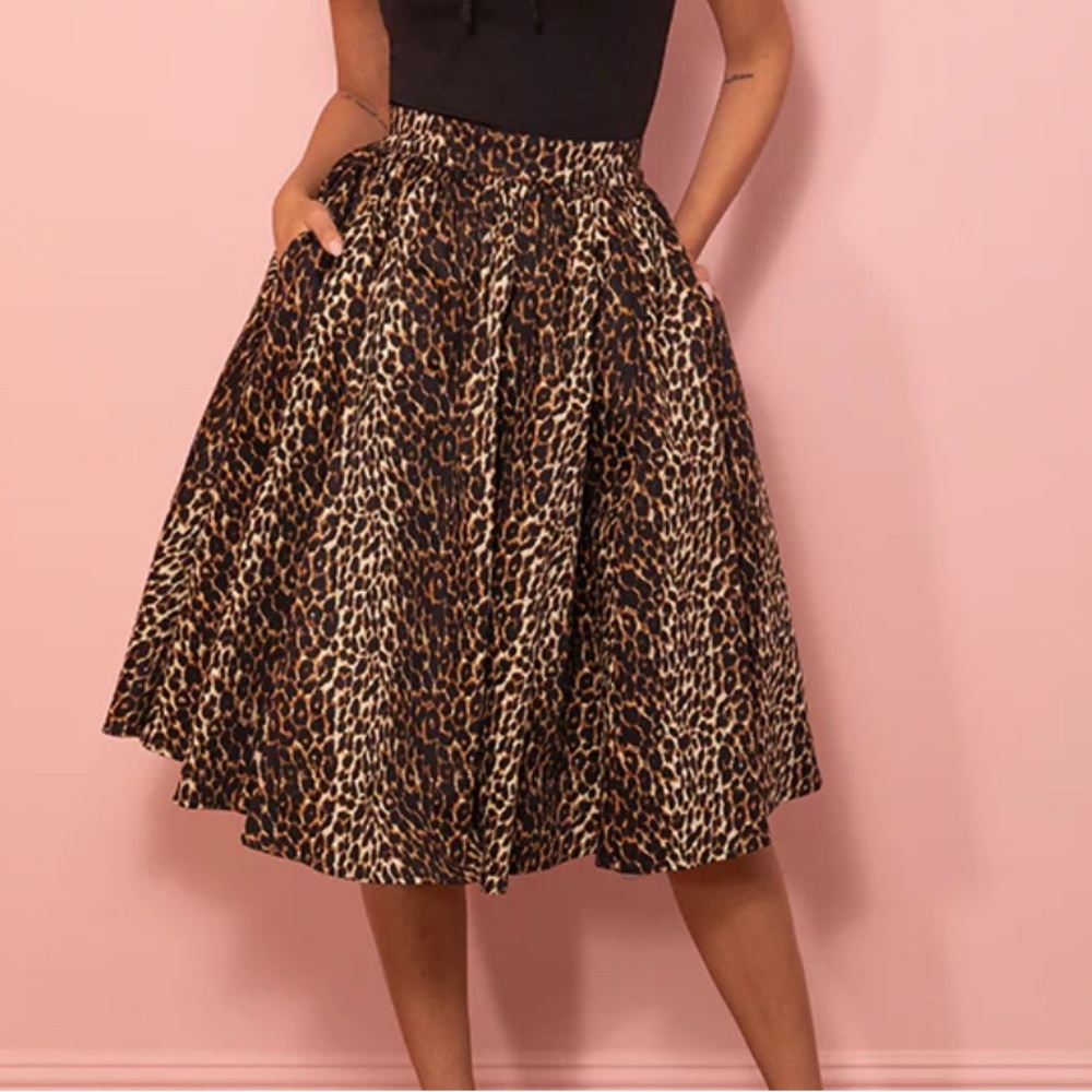 Leopard Print A-Line Skirt
